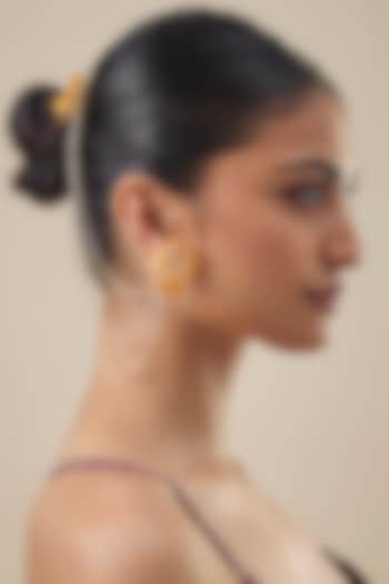 Gold Finish Enameled Handcrafted Floral Earrings by THE BEAUTIFUL SECRET at Pernia's Pop Up Shop