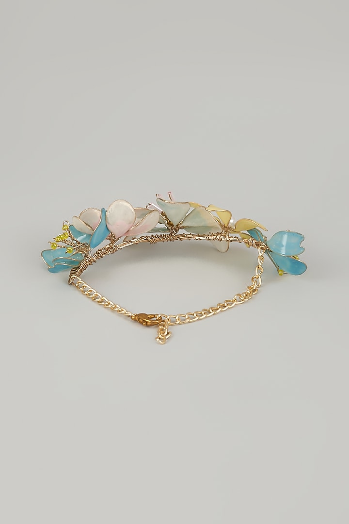 Gold Finish Multi-Colored Enameled Floral Bracelet by THE BEAUTIFUL SECRET at Pernia's Pop Up Shop