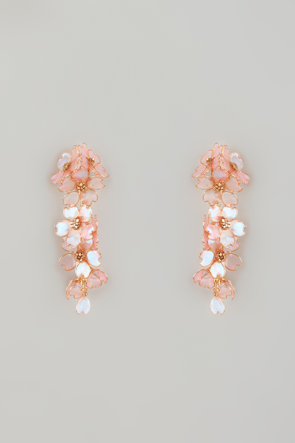 Gold Finish Pink Enameled Floral Dangler Earrings by THE BEAUTIFUL SECRET at Pernia's Pop Up Shop