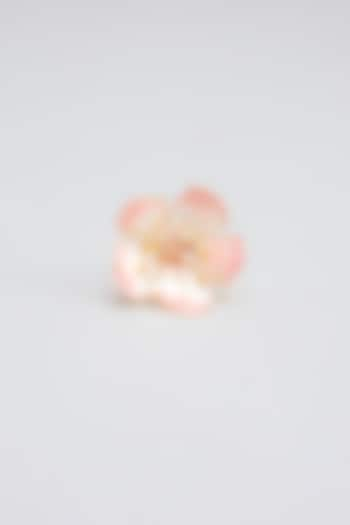 Gold Finish Pink Enameled Floral Stud Earrings by THE BEAUTIFUL SECRET at Pernia's Pop Up Shop