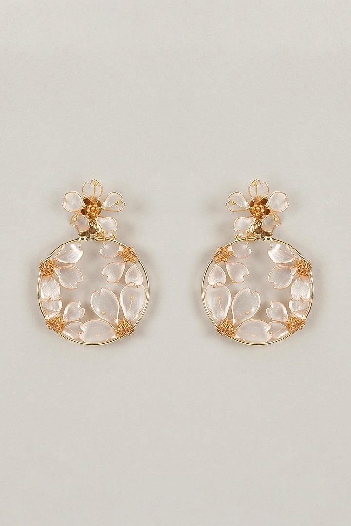 Multi-Colored Handcrafted Enameled Floral Dangler Earrings by THE BEAUTIFUL SECRET at Pernia's Pop Up Shop