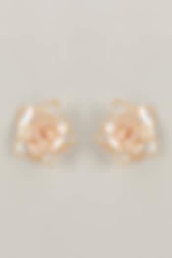 Gold Finish White Enameled Handcrafted Floral Stud Earrings
 by THE BEAUTIFUL SECRET at Pernia's Pop Up Shop