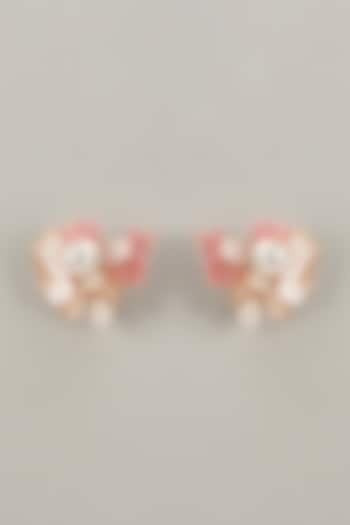 Gold Finish White Enameled Handcrafted Floral Stud Earrings
 by THE BEAUTIFUL SECRET at Pernia's Pop Up Shop