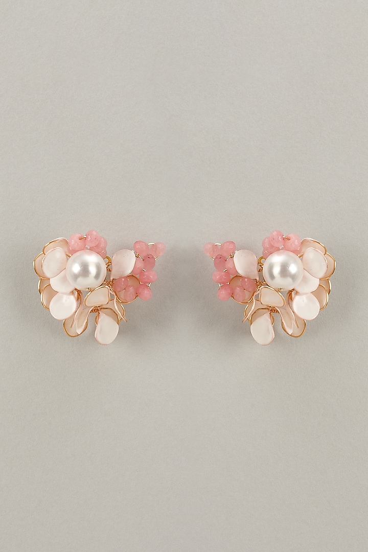 Gold Finish White Enameled Handcrafted Floral Stud Earrings
 by THE BEAUTIFUL SECRET at Pernia's Pop Up Shop