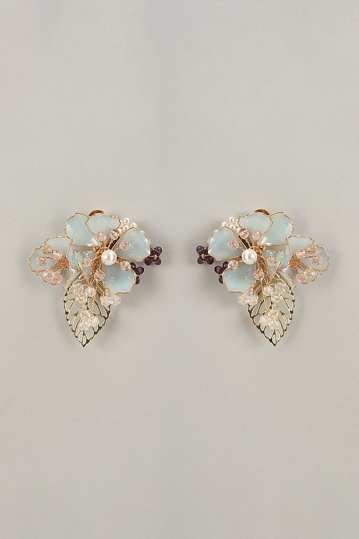 Multi-Colored Handcrafted Enameled Floral Dangler Earrings by THE BEAUTIFUL SECRET at Pernia's Pop Up Shop