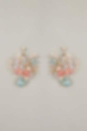 Multi-Colored Handcrafted Enameled Floral Dangler Earrings by THE BEAUTIFUL SECRET at Pernia's Pop Up Shop