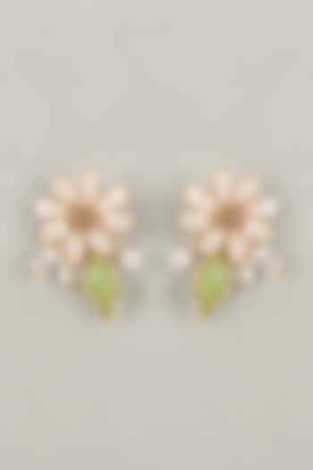 Multi-Colored Handcrafted Enameled Floral Dangler Earrings by THE BEAUTIFUL SECRET at Pernia's Pop Up Shop