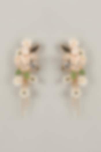 Multi-Colored Handcrafted Enameled Floral Dangler Earrings by THE BEAUTIFUL SECRET at Pernia's Pop Up Shop