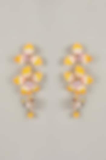 Multi-Colored Handcrafted Enameled Floral Dangler Earrings by THE BEAUTIFUL SECRET at Pernia's Pop Up Shop