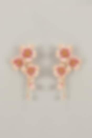 Multi-Colored Handcrafted Enameled Floral Dangler Earrings by THE BEAUTIFUL SECRET at Pernia's Pop Up Shop