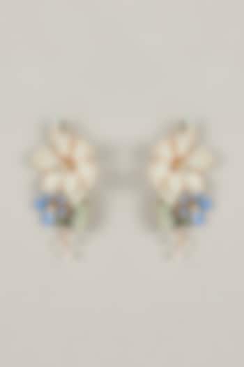 Multi-Colored Handcrafted Enameled Floral Dangler Earrings by THE BEAUTIFUL SECRET at Pernia's Pop Up Shop