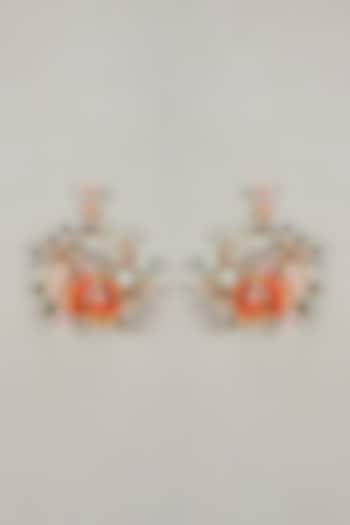 Multi-Colored Handcrafted Enameled Floral Dangler Earrings by THE BEAUTIFUL SECRET at Pernia's Pop Up Shop