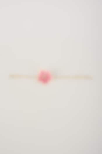 Gold Finish Pink Beaded Floral Bracelet by THE BEAUTIFUL SECRET at Pernia's Pop Up Shop