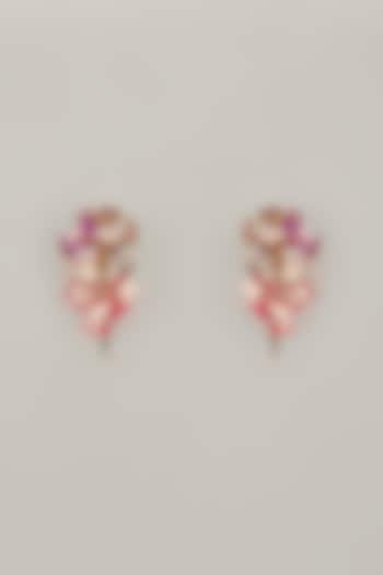 Multi-Colored Handcrafted Enameled Floral Dangler Earrings by THE BEAUTIFUL SECRET at Pernia's Pop Up Shop