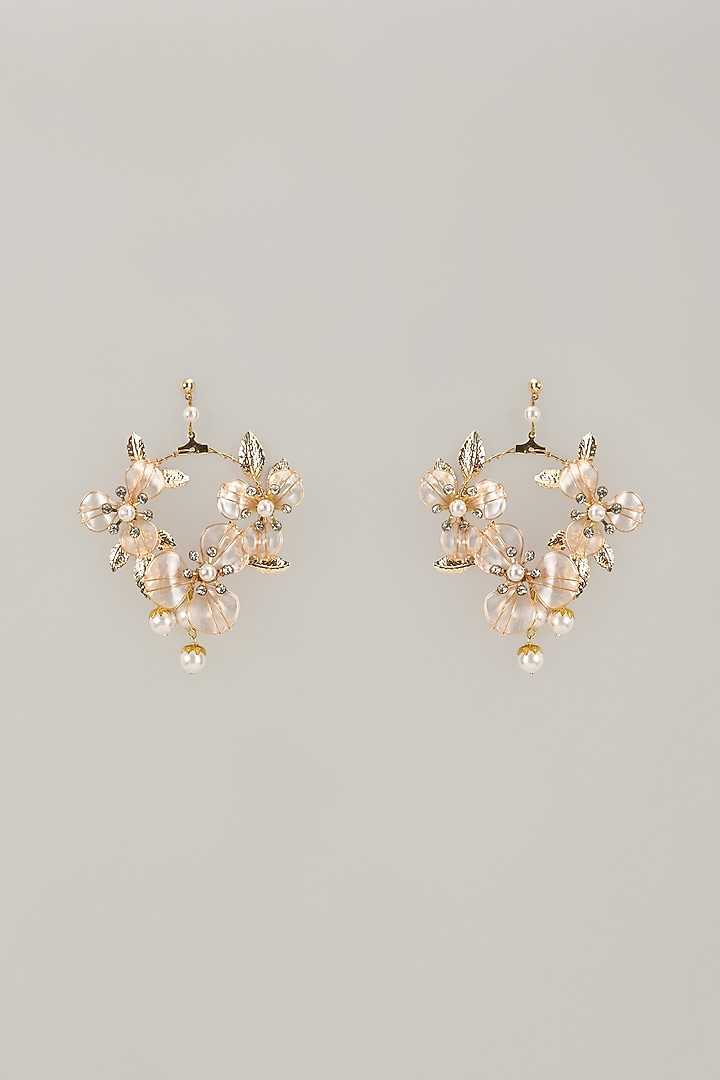 Multi-Colored Handcrafted Enameled Floral Dangler Earrings by THE BEAUTIFUL SECRET at Pernia's Pop Up Shop