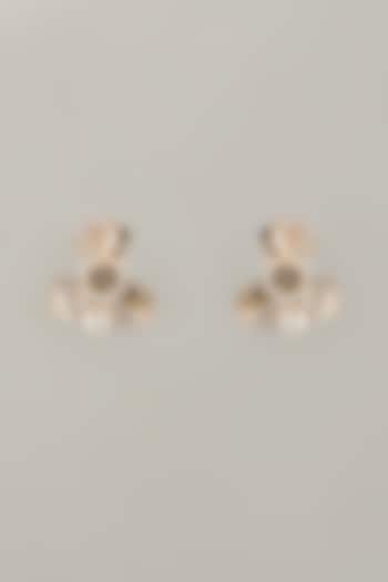 Gold Finish Handcrafted Enameled Floral Stud Earrings by THE BEAUTIFUL SECRET at Pernia's Pop Up Shop