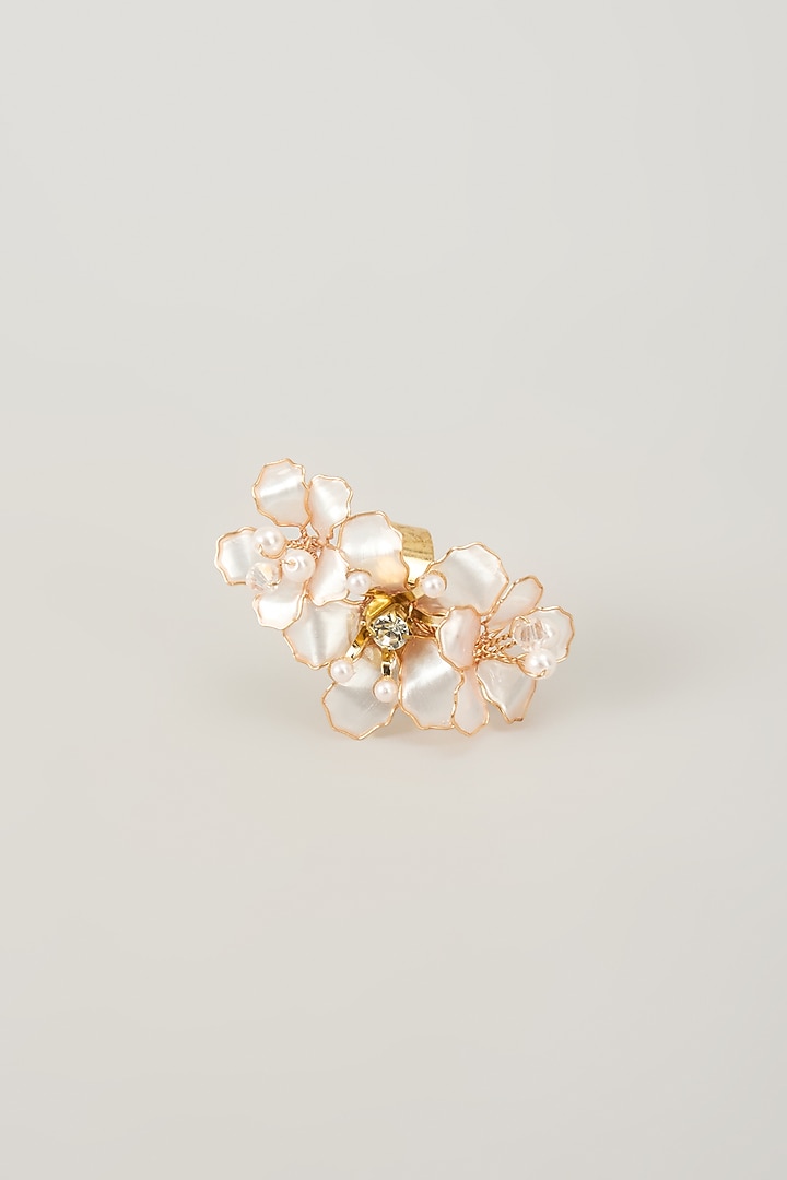 Gold Finish Handcrafted Enameled Floral Ring by THE BEAUTIFUL SECRET at Pernia's Pop Up Shop