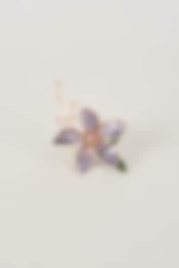 Gold Finish Handcrafted Purple Enameled Floral Ring by THE BEAUTIFUL SECRET at Pernia's Pop Up Shop