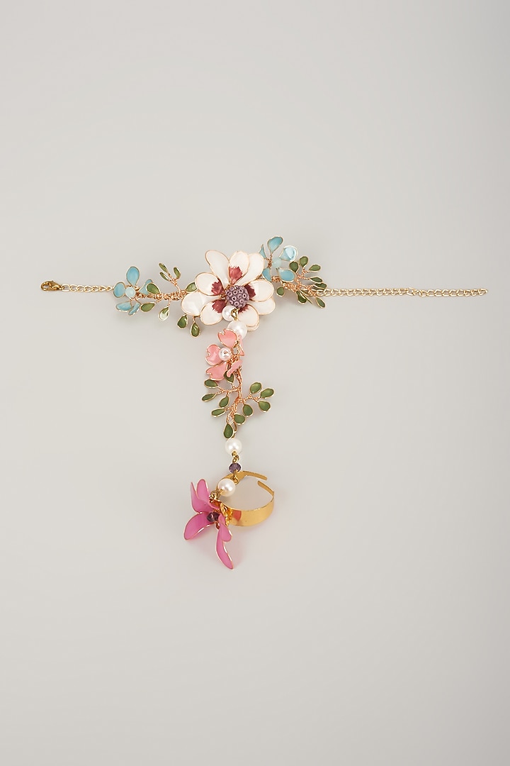 Multi-Colored Enameled Handcrafted Floral Hand Harness by THE BEAUTIFUL SECRET at Pernia's Pop Up Shop