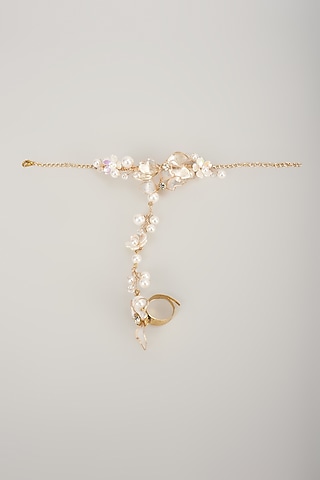 White Enameled Handcrafted Floral Hand Harness by THE BEAUTIFUL SECRET