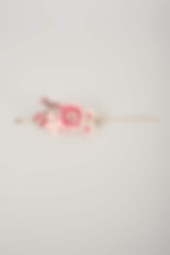 Gold Finish Pink Enameled Floral Bracelet by THE BEAUTIFUL SECRET at Pernia's Pop Up Shop