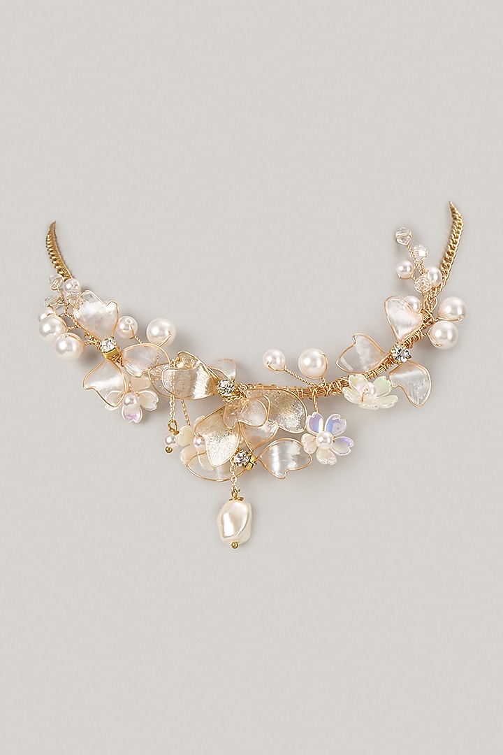 White Enameled Floral Necklace by THE BEAUTIFUL SECRET at Pernia's Pop Up Shop
