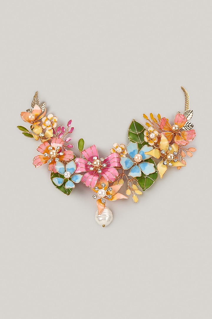 Multi-Colored Enameled Floral Necklace by THE BEAUTIFUL SECRET at Pernia's Pop Up Shop