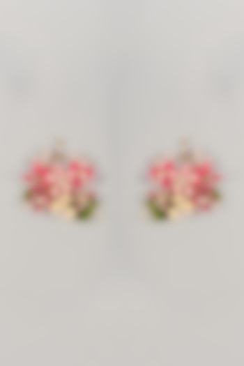 Pink Enameled Handcrafted Floral Dangler Earrings by THE BEAUTIFUL SECRET at Pernia's Pop Up Shop