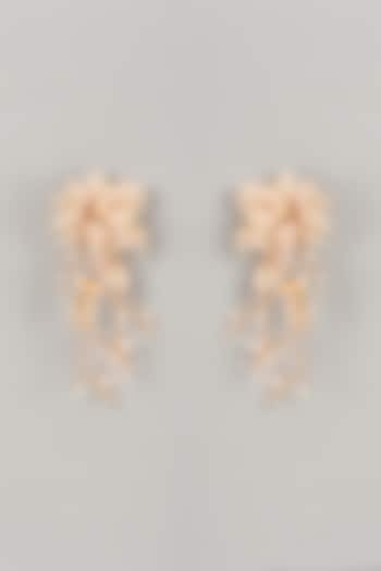 White Enameled Handcrafted Floral Dangler Earrings by THE BEAUTIFUL SECRET at Pernia's Pop Up Shop