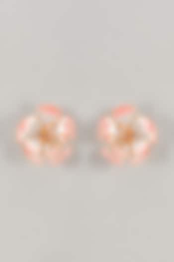 Pink Enameled Handcrafted Floral Dangler Earrings by THE BEAUTIFUL SECRET at Pernia's Pop Up Shop