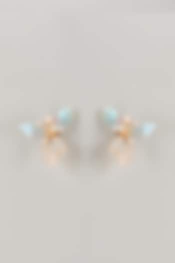 Blue Enameled Handcrafted Floral Dangler Earrings by THE BEAUTIFUL SECRET at Pernia's Pop Up Shop