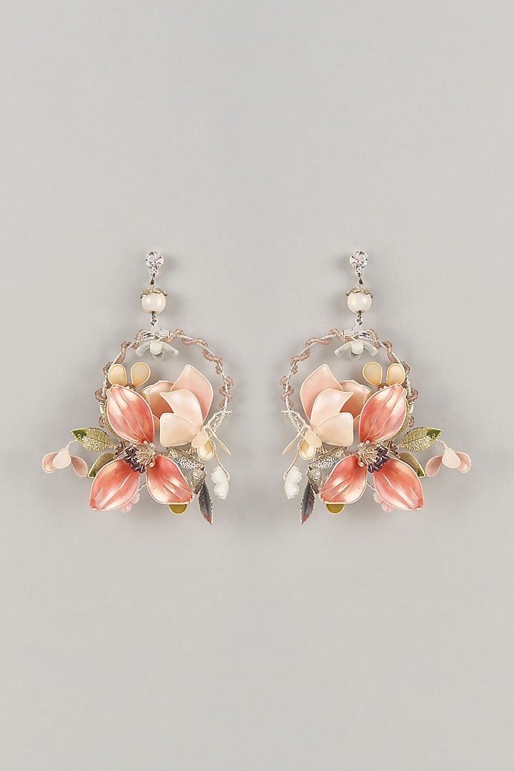 Multi-Colored Enameled Handcrafted Floral Dangler Earrings by THE BEAUTIFUL SECRET at Pernia's Pop Up Shop