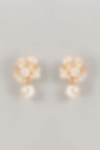 White Enameled Handcrafted Floral Dangler Earrings by THE BEAUTIFUL SECRET at Pernia's Pop Up Shop