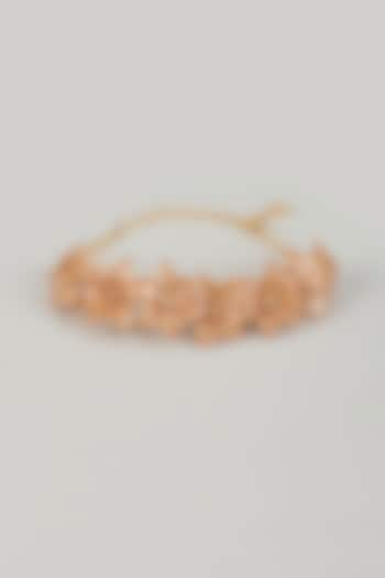 Gold Finish Pink Enameled Floral Bracelet by THE BEAUTIFUL SECRET at Pernia's Pop Up Shop