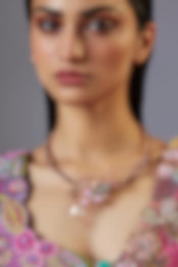 Gold Finish Multi-Colored Enameled Floral Necklace by THE BEAUTIFUL SECRET at Pernia's Pop Up Shop