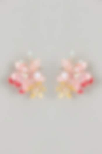 Gold Finish Multi-Colored Enameled Floral Stud Earrings by THE BEAUTIFUL SECRET at Pernia's Pop Up Shop