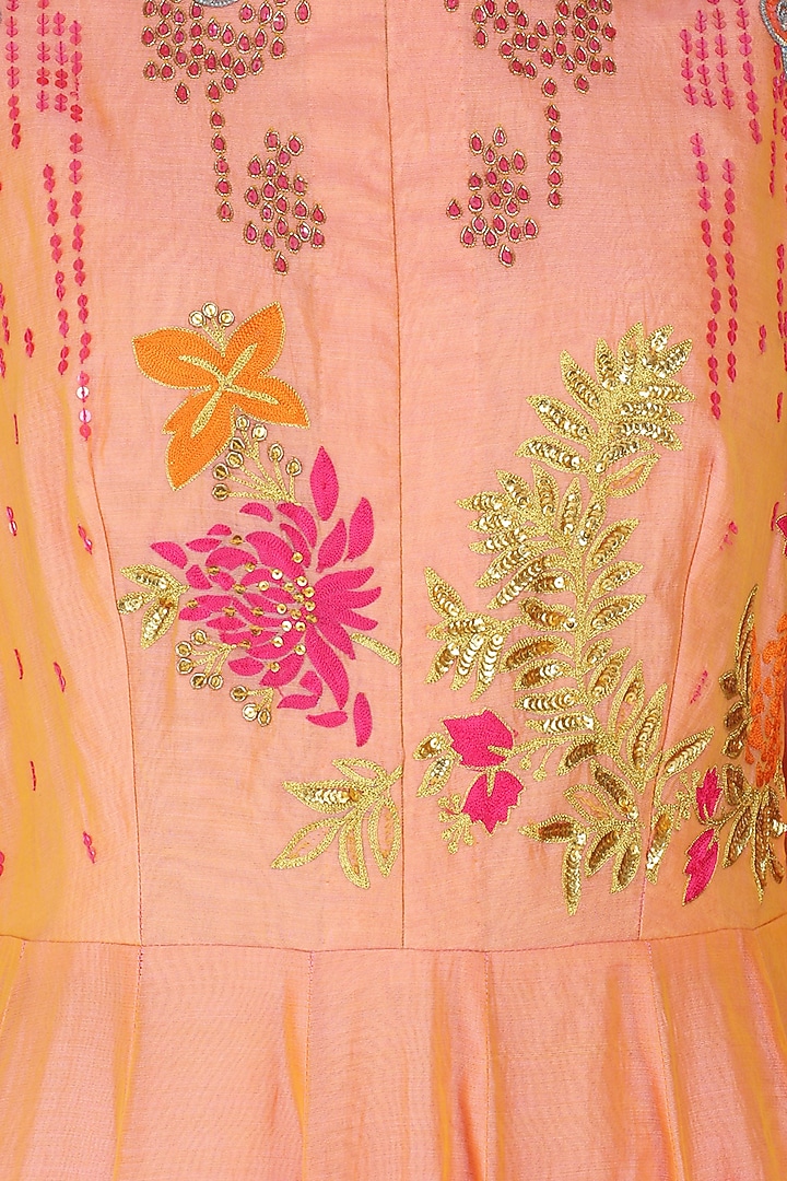 Orange Floral Embroidered Anarkali Set available only at Pernia's Pop Up Shop.