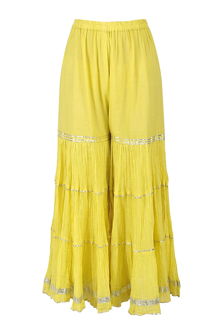 Haldi Green Embroidered Short Kurta with Gharara Set available only at Pernia's Pop Up Shop.
