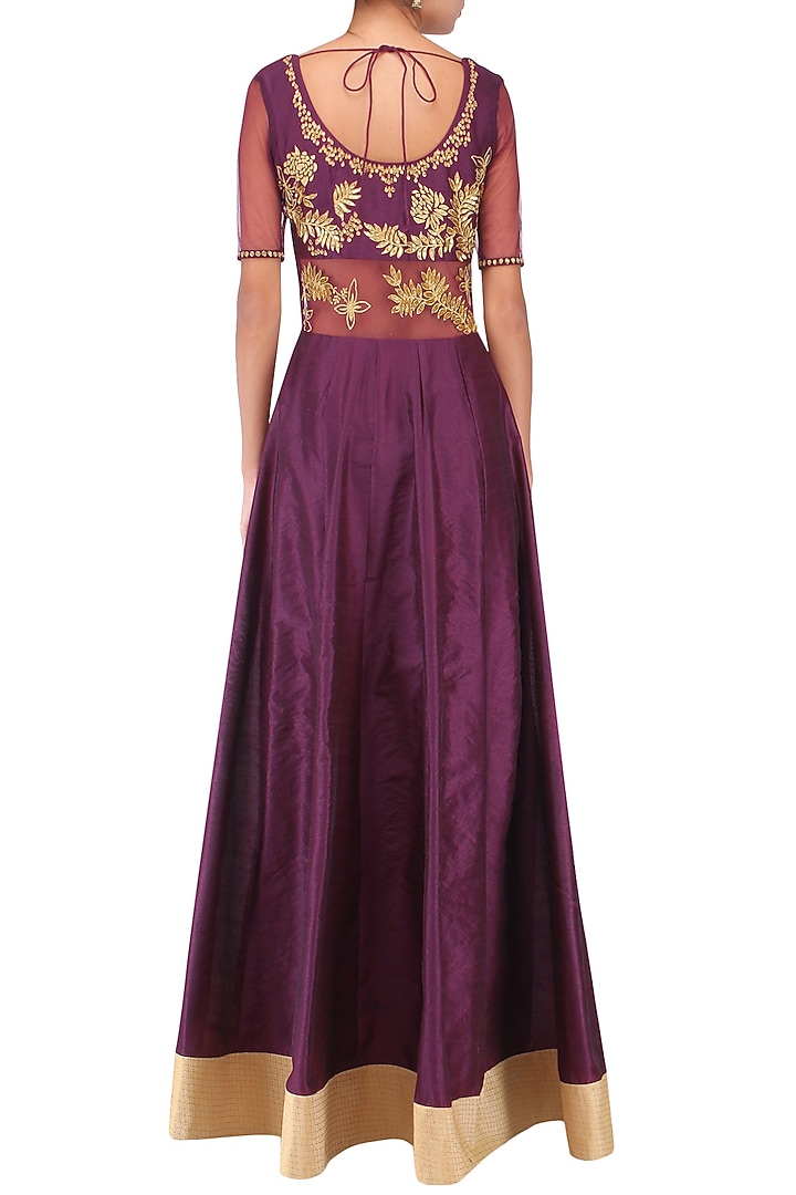 Wine Embroidered Anarkali Set available only at Pernia's Pop Up Shop.