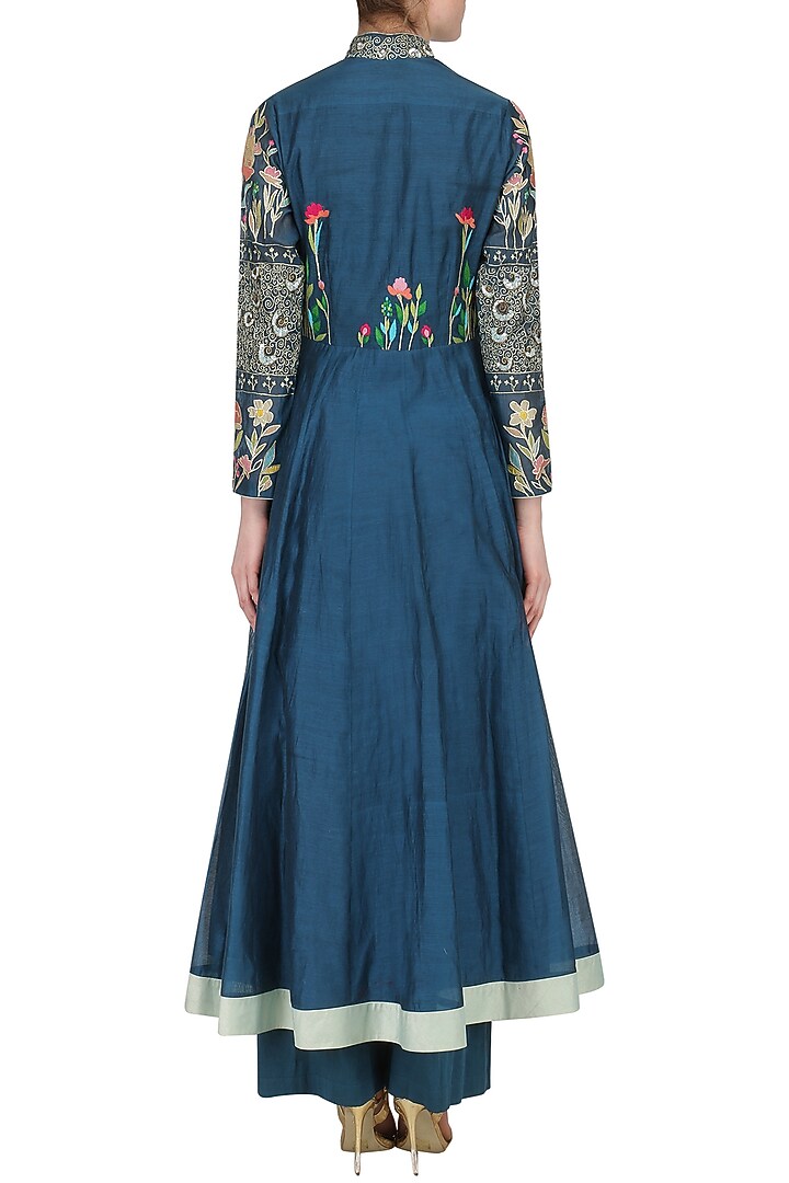 Navy Blue Embroidered Kalidaar Set available only at Pernia's Pop Up Shop.