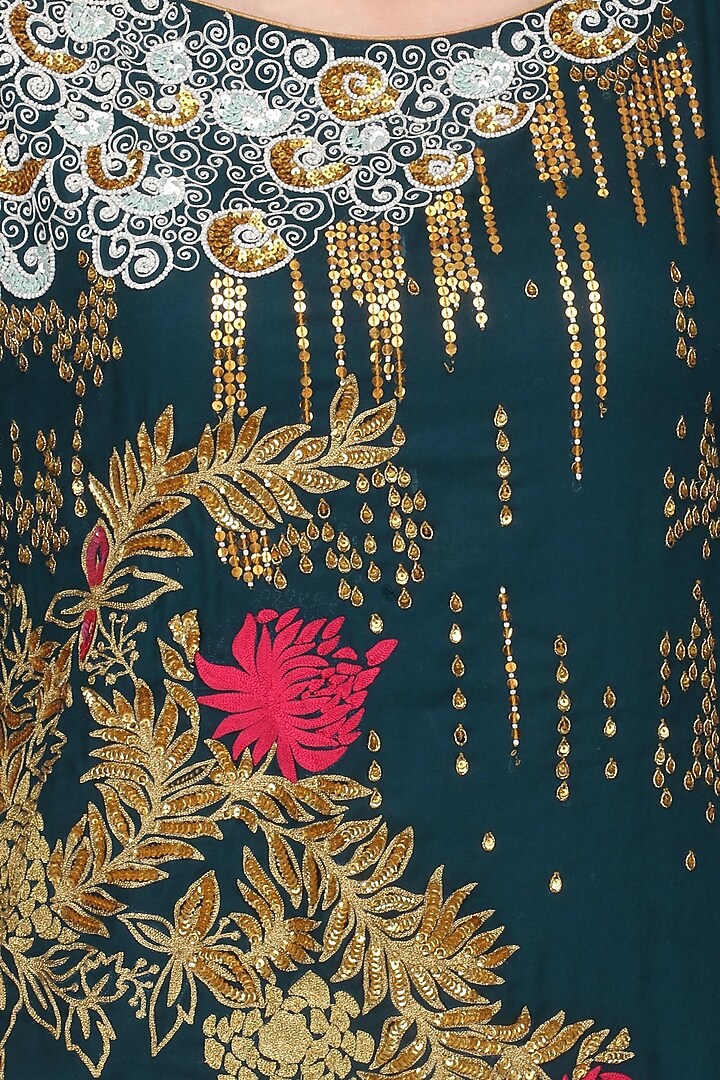 Navy Embroidered Short Kurta with Lehenga Set available only at Pernia's Pop Up Shop.
