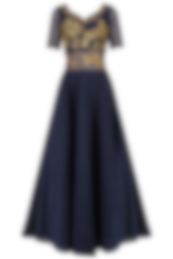 Navy Embroidered Anarkali Set by Breathe By Aakanksha Singh