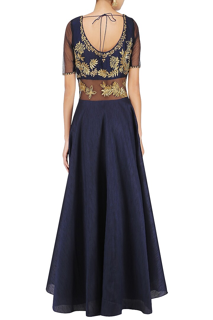 Navy Embroidered Anarkali Set available only at Pernia's Pop Up Shop.