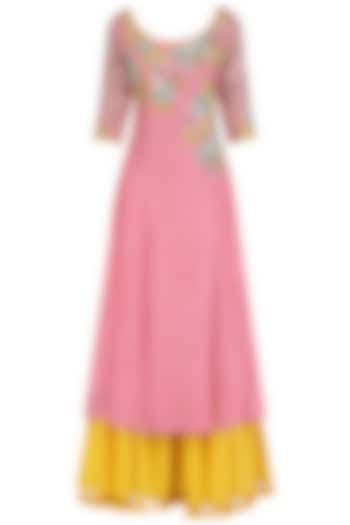 Rose pink A-line kurta and sharara set available only at Pernia's Pop Up Shop.