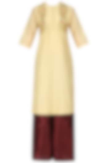 Beige kurta and palazzo set available only at Pernia's Pop Up Shop.