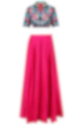 Navy blue blouse and pink skirt set available only at Pernia's Pop Up Shop.