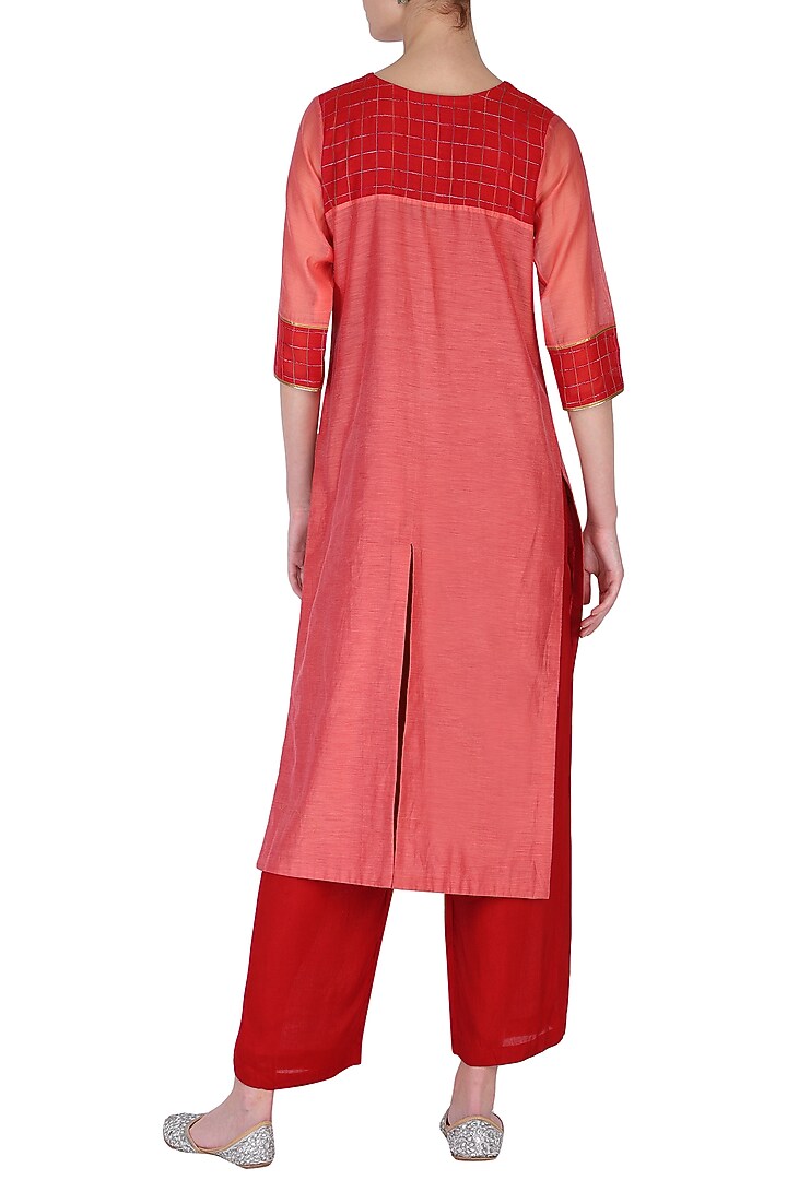 Punk Red Embroidery Kurta Set