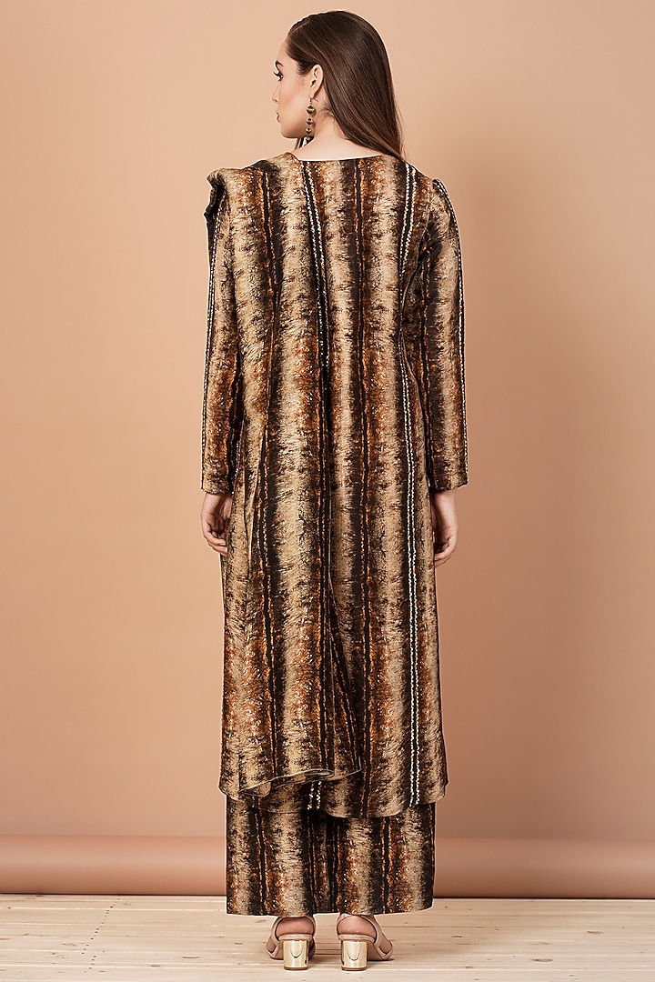 Brown & Gold Printed Kurta Set by Breathe By Aakanksha Singh at Pernia's Pop Up Shop