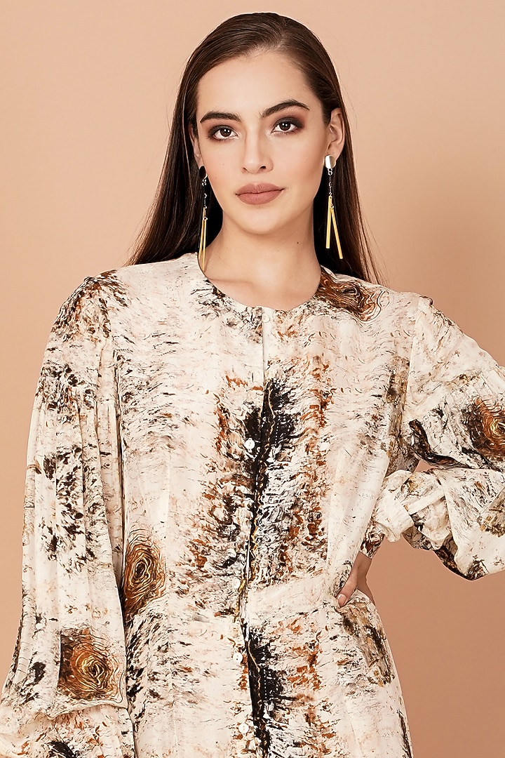 Brown & Beige Printed Tunic by Breathe By Aakanksha Singh at Pernia's Pop Up Shop