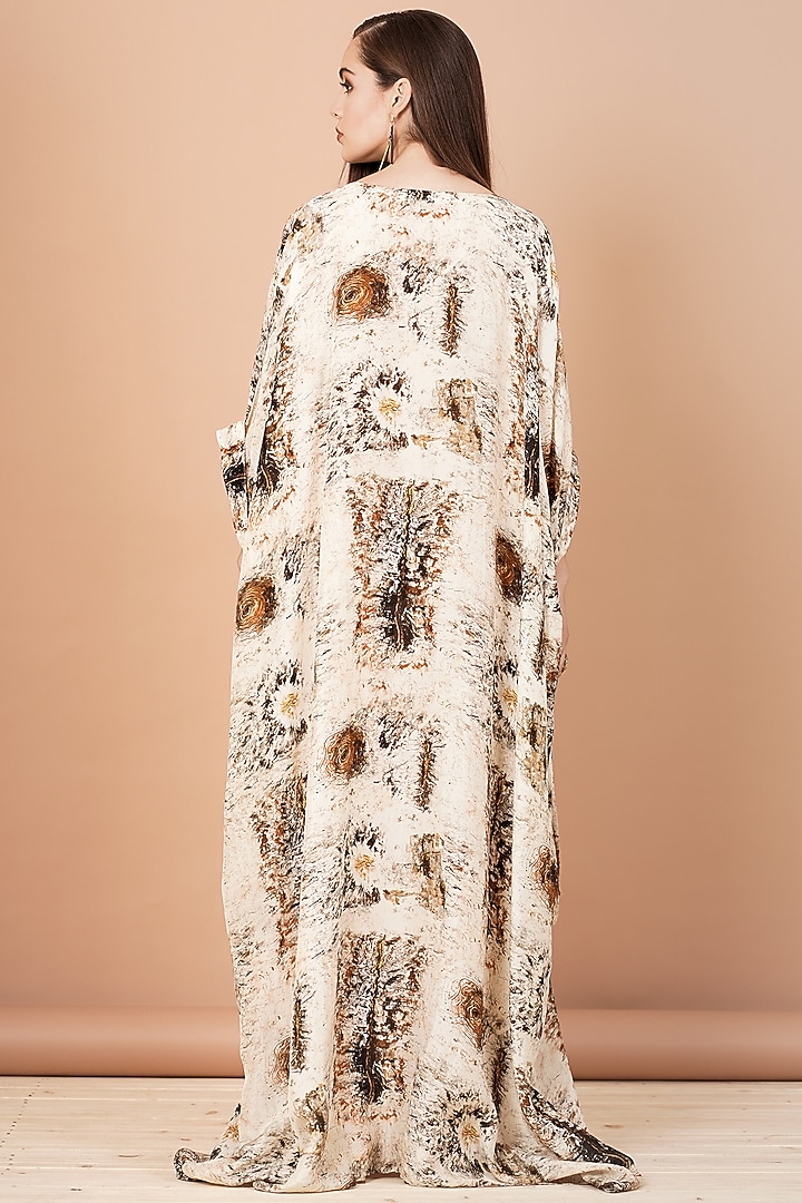 Beige & Brown Printed Kaftan by Breathe By Aakanksha Singh at Pernia's Pop Up Shop